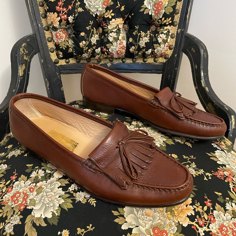 Vintage Salvatore Ferragamo Rich Brown Leather Loafers - Picture 2 of 11